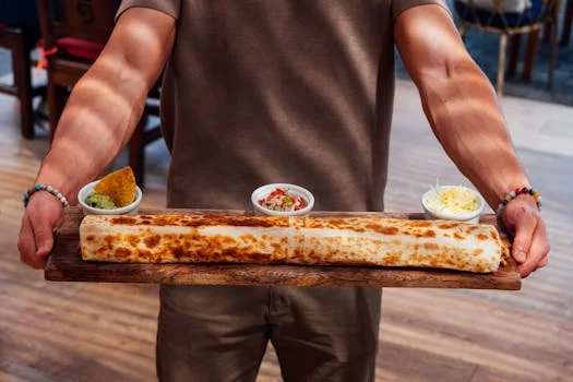 grilled chicken burrito with guacamole